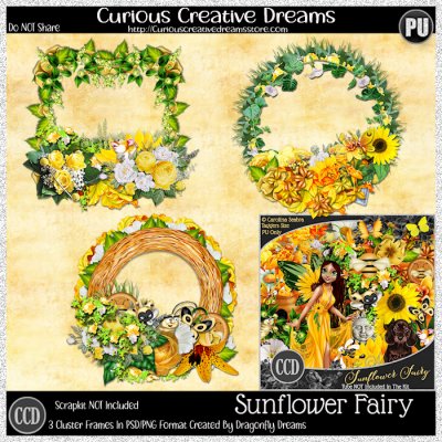 Sunflower Fairy Clusters Frames